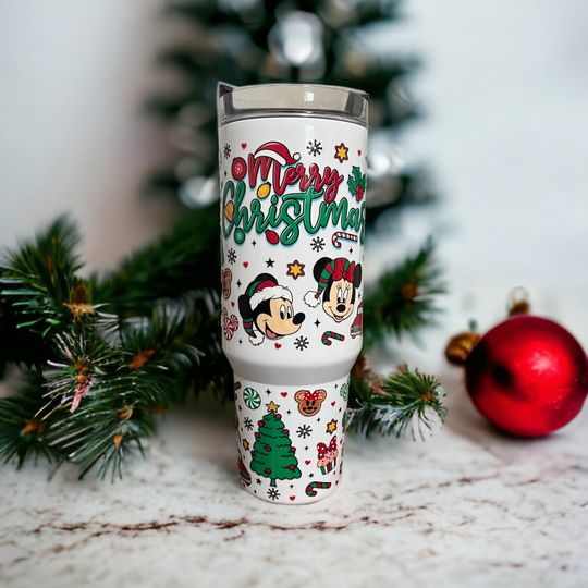 Mickie and Minnie Christmas Tumbler, Christmas Tumbler, Mouse Christmas Tumbler, Disney Cup, Christmas Cup, Mickie and Minnie Mouse Tumbler