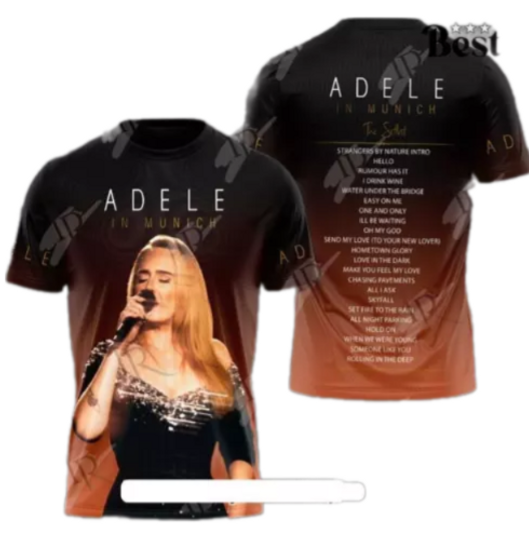 Discover Adele In Munich 3D Tshirt Great singer hot hot Tour 2024 Tshirt for fan gift