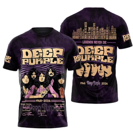 Deep Purple 1968-2024 Legends Never Die Design 3D T-Shirt