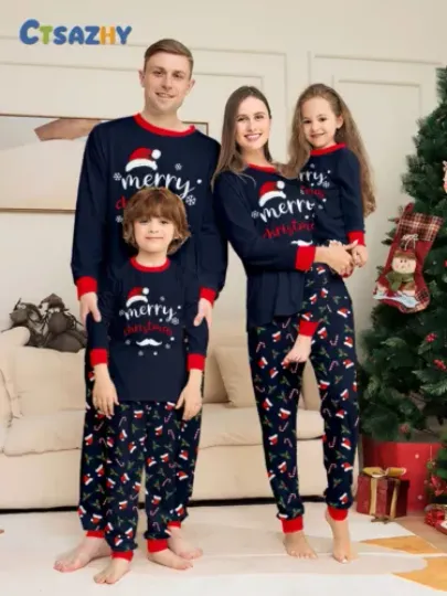 Family Matching Christmas Pyjamas Adult Kids Xmas Nightwear Pajamas Pjs Set