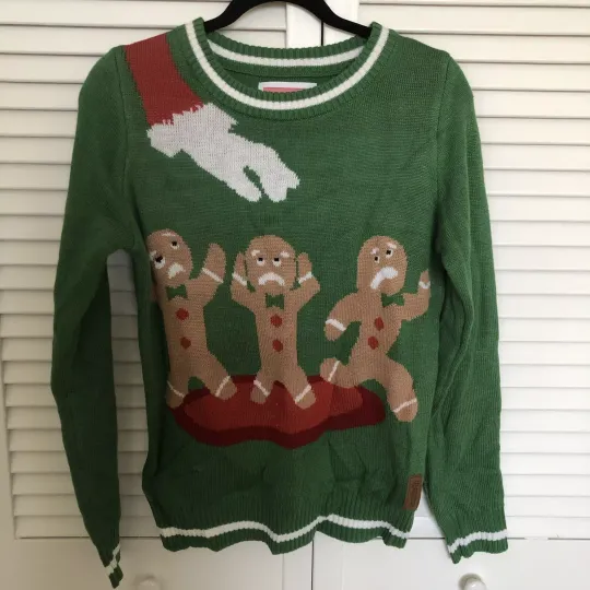 Tipsy Elves Santa Claus Gingerbread Ugly Christmas Sweater M Red Green Men Women