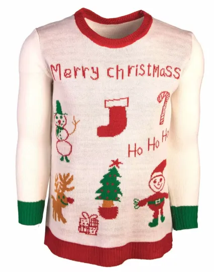 Forum Unisex Adult's Merry Christmas Ugly Christmas Sweater, Multi-Color, XL