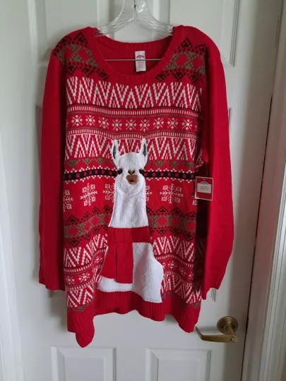 NWT LLAMA Holiday Time CHRISTMAS Ugly Sweater Size 3X