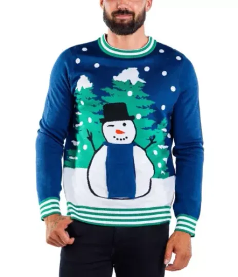 Tipsy Elves Men's Peekaboo Snowman Ugly Christmas Sweater L