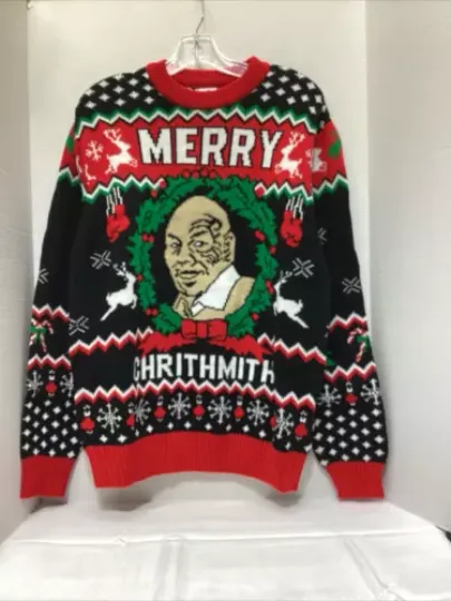 Mike Tyson "Merry Chrithmith" Ugly Christmas Sweater Unisex Size Medium M New