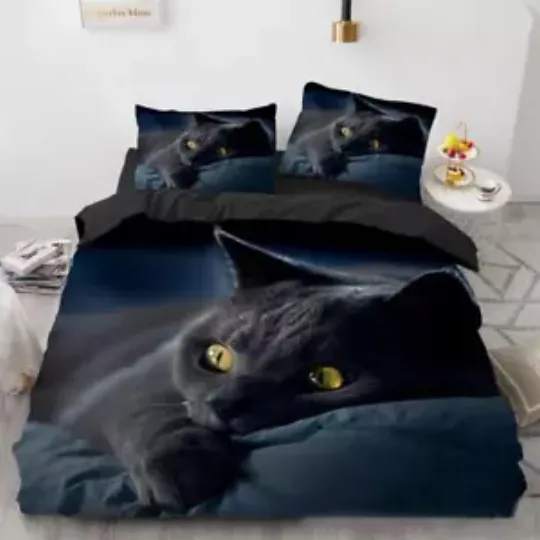 Cute White Cat Kitty Kitten Animal Print #20 Quilt Duvet Cover Set Super King