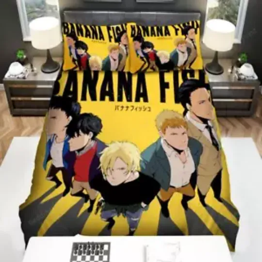 Banana Fish Anime Poster 3 Quilt Duvet Cover Set Bed Linen Bedroom Decor Queen
