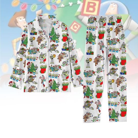 Toy Story Christmas Pajamas Set, Merry Christmas Disney Pajamas, Buzz Lightyear Shirt, Woody Shirt, Jessie Bo Beep, Disneyland Pajama