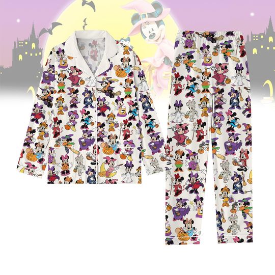 Minnie Mouse Halloween Pajamas Set, Mickey Halloween Pajama, Disney Halloween Pajama Pants, Disney Pajamas Family, Halloween Pjs Set