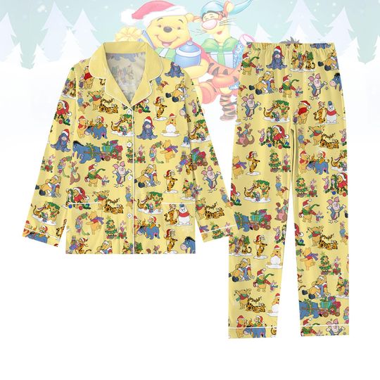 Winnie The Pooh Bear Christmas Pajamas Set, Pooh Pajama Pants, Disney Family Pj Set, Disney Christmas Party, Pooh Piglet Eeyore Shirt
