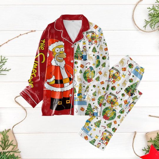 Simpsons Christmas Pajamas, Simpsons Family Shirts, Bart Simpson Pajamas Set, Homer Simpson Holiday Pajamas, Bart Simpson Gift