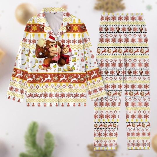 Donkey Kong Pajamas Christmas, Donkey Kong Santa Holiday Pajamas, Super Mario Bros Xmas Pajamas, Video Game Christmas Party Outfit