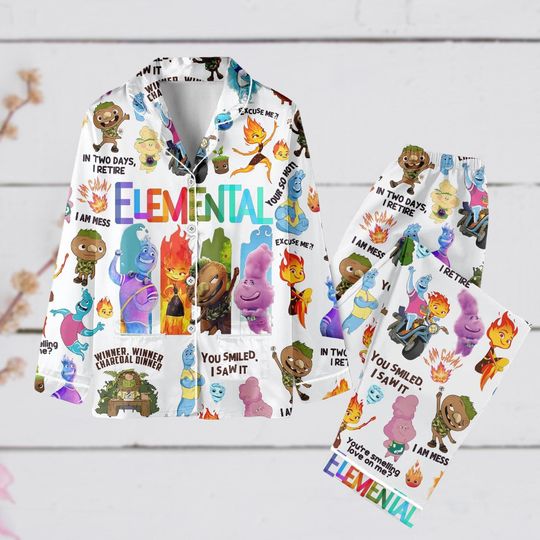 Elemental Pajamas Set, Disney Pixar Holiday Pajamas, Disneyworld Shirts, Cartoon Christmas Pajamas, Pajamas For Party, Magic Kingdom