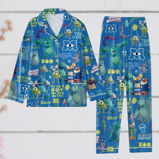 Monsters Inc Christmas Pajamas, Funny Mike Sulley Pjs, Monsters University Holiday Pajamas, Pixar Movies Pjs, Cartoon Movie Pajamas