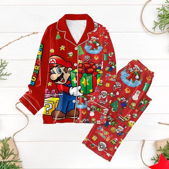 Christmas Super Mario Pajamas, Mario Family Shirt, Super Mario Pajamas Set, Super Daddio Shirt, Mario Bros Christmas Pajamas