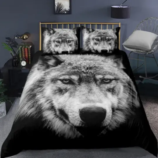 Lonely Snow Wolf Bedding Set PillowCase Twin Full Queen Duvet Quilt Cover