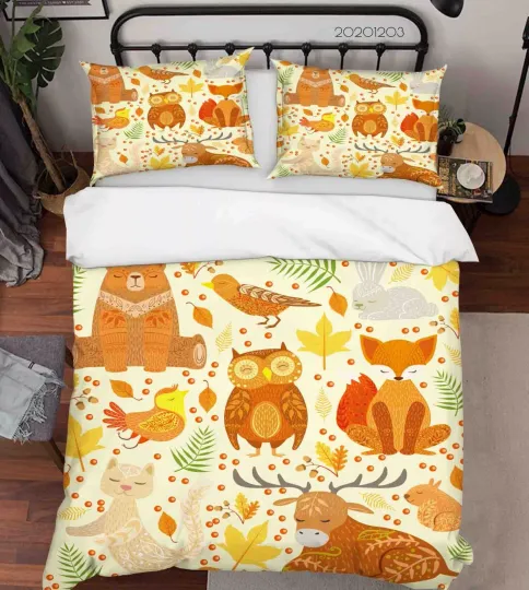 Discover 3D Bird Animal Leaves Colorful Quilt Cover Set Duvet Cover Bedding Pillowcases