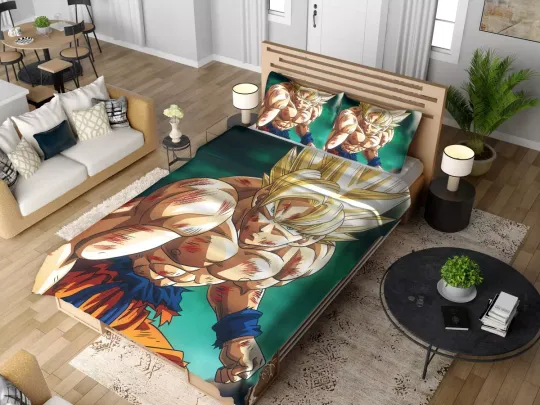 Goku Super Saiyan Dragon Ball Anime Quilt Duvet Cover Set Single Doona Cover