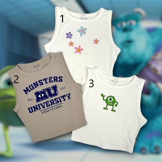 Monsters Inc Crop Tank | Boo's Door | Mike Wazowski | "Vintage" Monsters University | Disney Pixar | Shirt