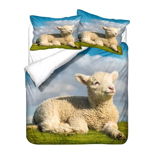 Cute Sheep Goat Bedding Duvet Cover Set+Pillow Case Gift Twin Full Queen King