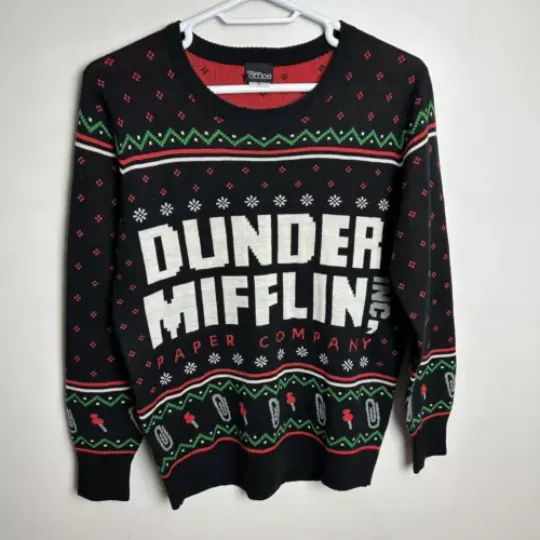 Dunder Mifflin Ugly Christmas Sweater The Office Size Large Holiday Knit Unisex
