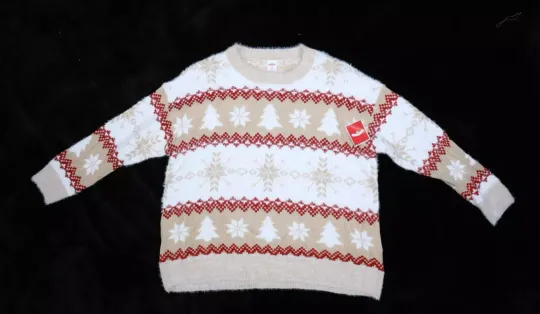 Holiday Time Fuzzy Christmas Sweater Snowflakes Ugly Christmas Womens 2X 20W-22W