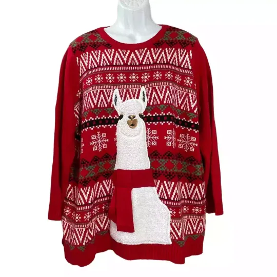 Holiday Time Fa La La La Llama Ugly Christmas Sweater Size 3X