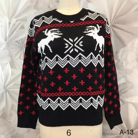 ZAFUL Womens Ugly Christmas Sweater Snowflake Reindeer Crew Neck Sz M NWT