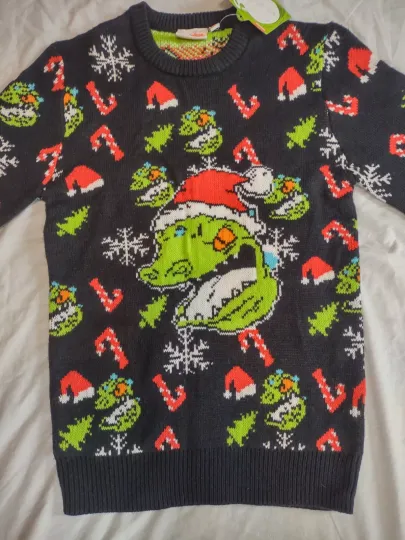 Nick 90s Rugrats "Raptor" Christmas Holiday Ugly Sweater Mens Size Small NWT