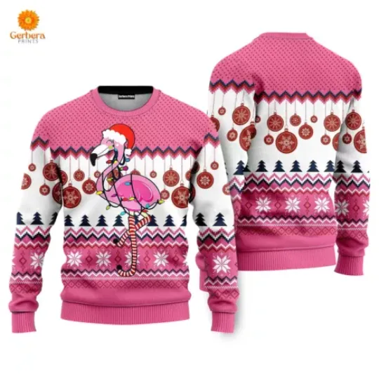 Unixstock Flamingo Ugly Christmas Sweater For Men & Women UH1022