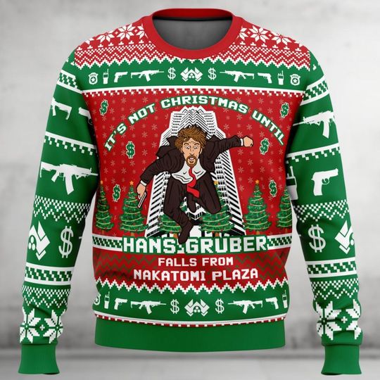 Christmas Hans Gruber Fall Nakatomi Plaza Die Hard Ugly Sweater, Movie Xmas Sweater, Woman Sweater, Sweater Men, Funny Xmas Shirt