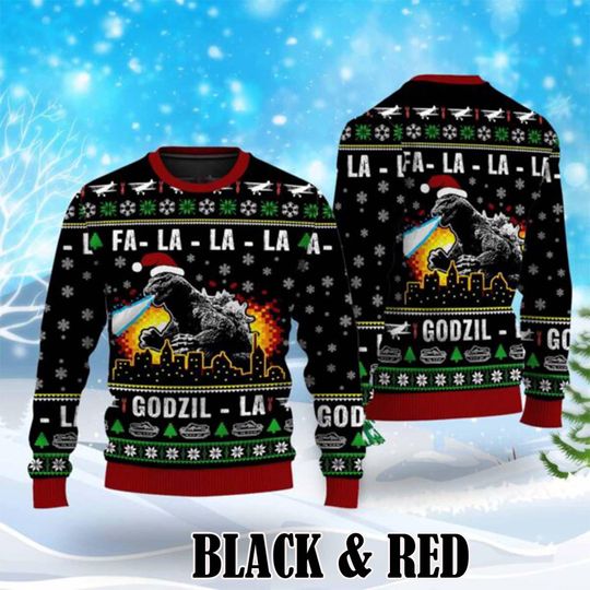 god zilla Christmas Ugly Sweater, Christmas Tree From All Godzillas Sweater, Ugly Sweater 2024, Christmas Ugly Sweater