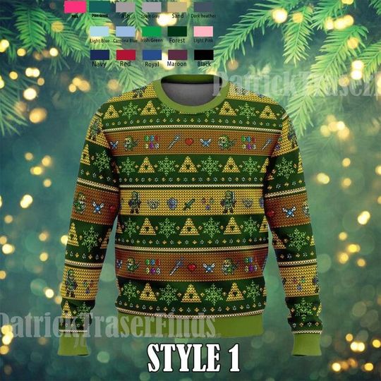 Zelda Christmas Ugly Christmas Sweater, Christmas Sweater, Ugly Knitted Sweater, Christmas Sweatshirt, Family Ugly Sweater