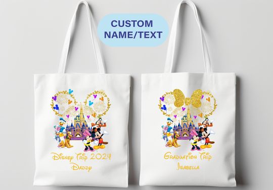 Custom Disney Tote Bag, Disney Mickey and Friends Tote Bag, Disney Bag, Disneyland Tote Bag, Disney Family Vacation 2024 Tote Bag