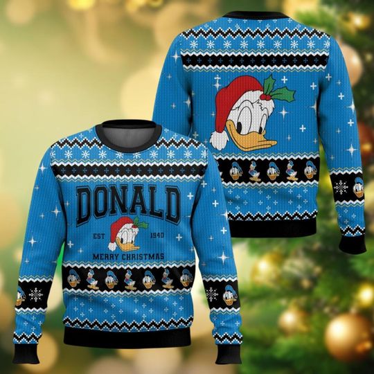 Christmas Donald Duck Ugly Sweater, Disney Matching Sweater Family, Donald Est 1940 Merry Xmas Sweater, Holiday Sweater For Men Women