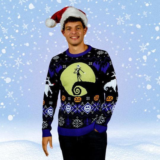 Jack Skellington Ugly Sweater, Halloween Season Men Sweater, Spooky Season Sweater Shirt, Nightmare Before Christmas Ugly Xmas Sweater