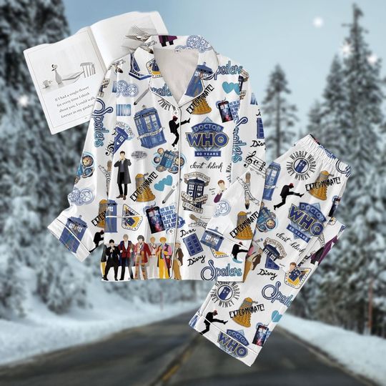 Doctor Who Pajamas Set, TV Series Christmas Pajamas, Tadis Doctor Who Holiday Pjs, Police Box Dr Who Shirt Pants, Doctor Who Fans Gift