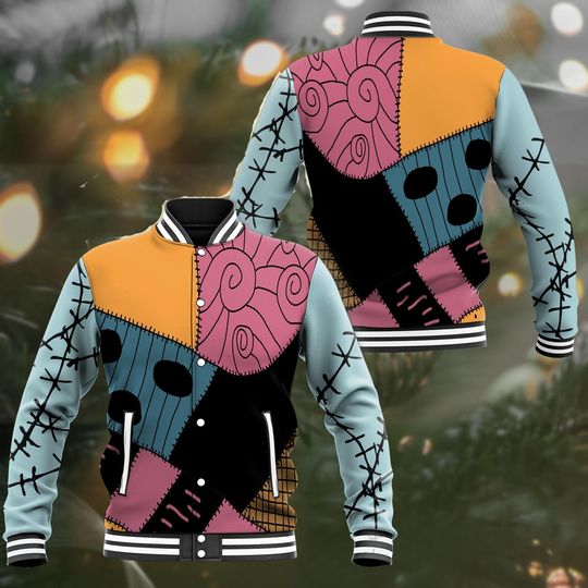 Sally Halloween Baseball Jacket, Nightmare Before Christmas Movie, Costume Horror Character Streetwear Jacket Her, Disney Halloween Gif