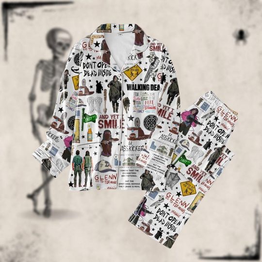 The Walking D Pajamas Set, Daryl Dixon Pajamas Christmas, TV Series Pajamas Family, Horror Movie Pjs, Halloween Zombie Movies Shirt Pants