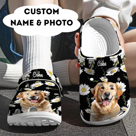 Personalized Clog Slippers Custom Pet Face and Name Clogs Gift for Pet Lovers Personalized Summer Slippers Gift For Her Personalized Gift