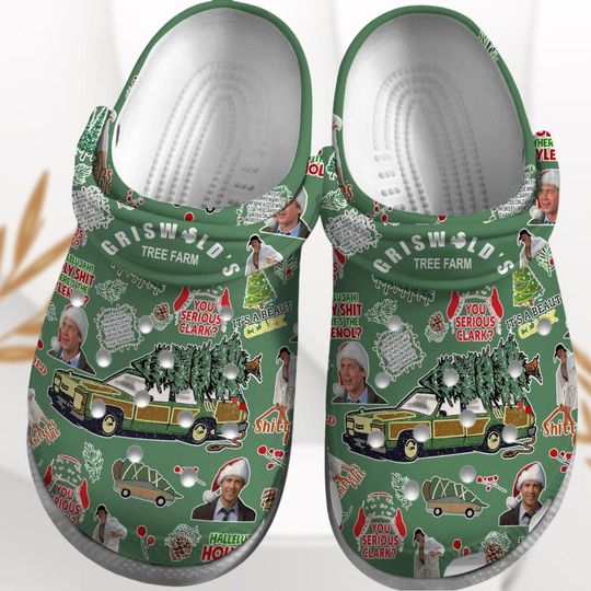 Griswold Christmas Clogs, Griswold Tree Farm Sandals, Clark Griswold Slippers, You Serious Clark Xmas Shoes, Christmas Tree Farm Gift