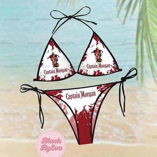 Captain Morgan Bikini Set, Captain Morgan Swimsuit Set, Captain Morgan Beachwear, Captain Morgan Tropical Bikini Set, Boho Bikini Set