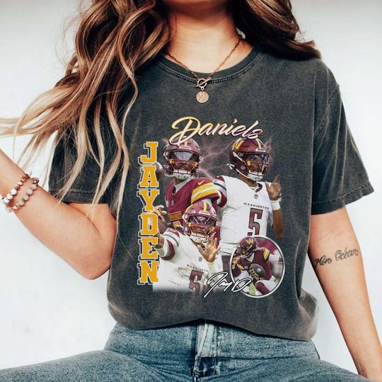 Jayden Daniels Shirt, Football American Graphic Vintage, Football 90s Gift Fan Unisex Shirt, Gift For Men and Women, Comfort Color Shirt