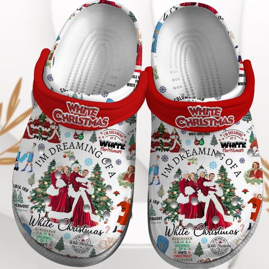 White Christmas Clogs, I'm Dreaming Of A White Christmas, White Christmas Music Sandals, Christmas Song Slipper, Santa Xmas Shoes