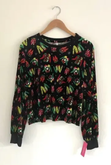 Xhilaration Winter Holiday Ugly Sweater Velour Christmas Top Size Medium
