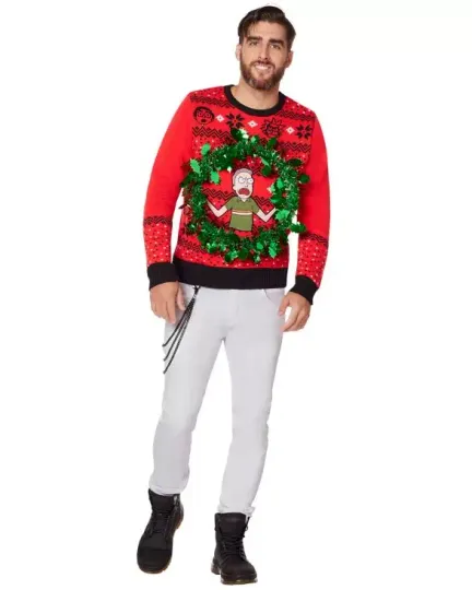Rick and Rickandmorty Light-Up Leg Lamp Ugly Christmas Sweater NEW ADULT SIZE MEDIUM