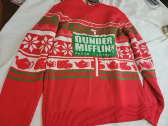 The Office Dunder Mifflin Mens Ugly Christmas Holiday Sweater Size Large L NWT