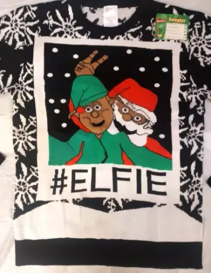 New North Pole "Elfie" Christmas Sweater Ugly Mens L Womens Santa Unisex Xmas