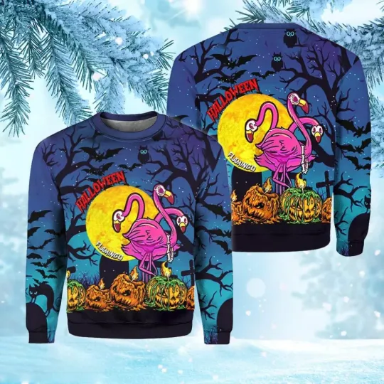 Halloween Zombie Flamingo Pumpkin Christmas Ugly Sweater 3D Gift Halloween S-5XL