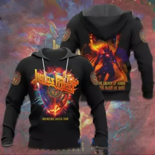 3d hoodie country music, Judas Priest Invincible Shield Hoodie, Judas Priest